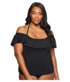 Becca By Rebecca Virtue Plus Size Color Splash Tankini Top (black) Women's Swimwear