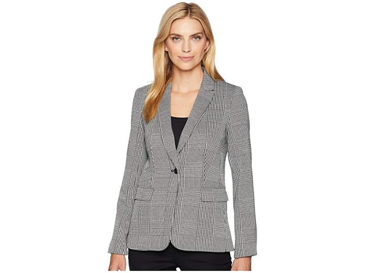 Calvin Klein One-button Jacket (glen Plaid) Women's Jacket