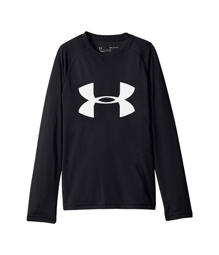 Under Armour Kids Big Logo Long Sleeve Tee (big Kids) (black/white) Boy's T Shirt