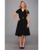 Pendleton Petite Audrey Dress (black Stretch Worsted) Women's Dress