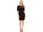 Adrianna Papell Partial Tuck Long Sleeve Dress (black) Women's Dress
