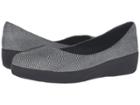 Fitflop Suede Superballerina (black Foil Snakeprint) Women's Flat Shoes