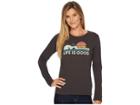 Life Is Good Guitar Dog Long Sleeve Crusher Tee (night Black) Women's Long Sleeve Pullover