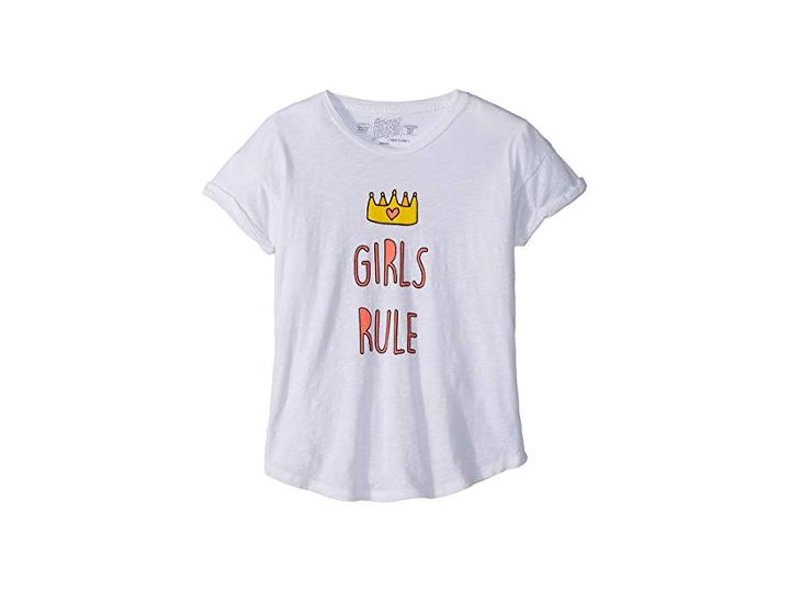 The Original Retro Brand Kids Rule Rolled Short Sleeve Slub T-shirt (big Kids) (white) Girl's T Shirt