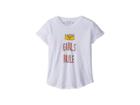 The Original Retro Brand Kids Rule Rolled Short Sleeve Slub T-shirt (big Kids) (white) Girl's T Shirt