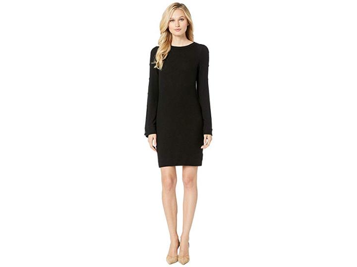 Three Dots Brushed Sweater Dress (black) Women's Dress