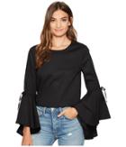 1.state Long Sleeve Cascade Circle Sleeve Top (rich Black) Women's Long Sleeve Pullover