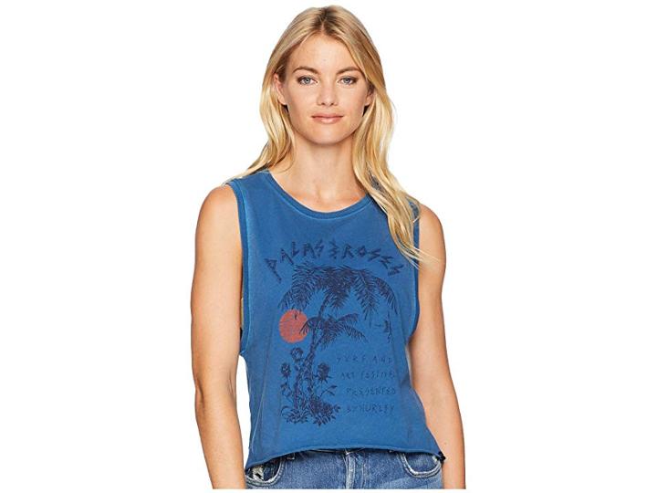 Hurley Nochella Crop Washed Biker Tank (blue Force) Women's Sleeveless