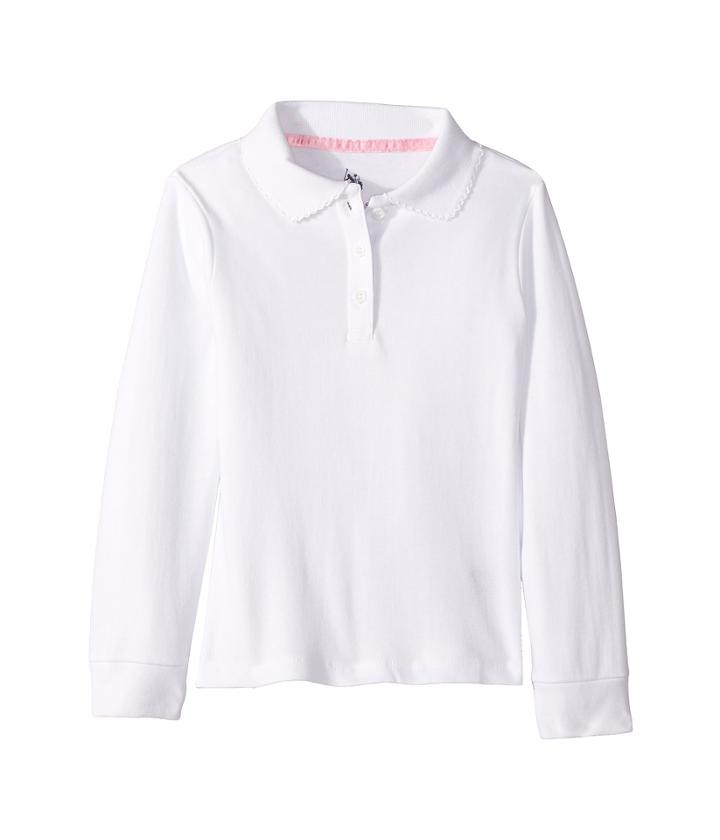 U.s. Polo Assn. Kids Long Sleeve Polo (little Kids) (white) Girl's Clothing