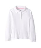 U.s. Polo Assn. Kids Long Sleeve Polo (little Kids) (white) Girl's Clothing
