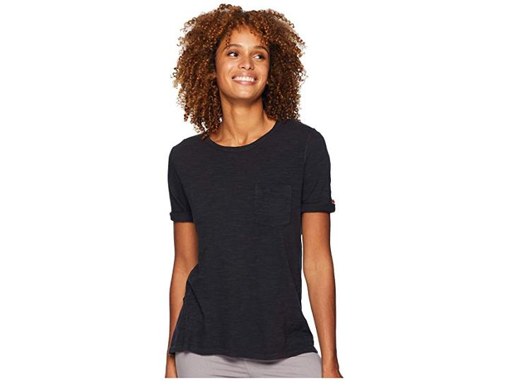Lilla P Short Sleeve Pocket Tee (black Wash) Women's Clothing