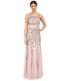 Adrianna Papell Sleeveless Illusion Yoke Gown With Godets (icy Lilac) Women's Dress
