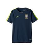 Nike Kids Brasil Breathe Squad Short Sleeve Top (little Kids/big Kids) (armory Navy/volt/volt) Kid's Short Sleeve Pullover