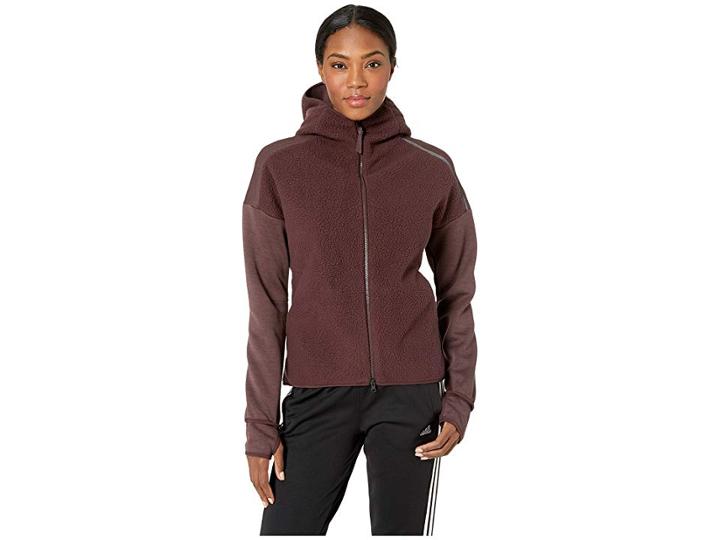 Adidas Zne Winterized Cover-up (zne Heather/night Red) Women's Sweatshirt