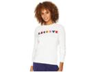 Lacoste Long Sleeve Lacoste Graphic Cotton Ribbed Sweater (cake Flour White) Women's Sweater