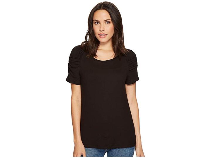 B Collection By Bobeau Thora Puff Sleeve Knit T-shirt (black) Women's T Shirt