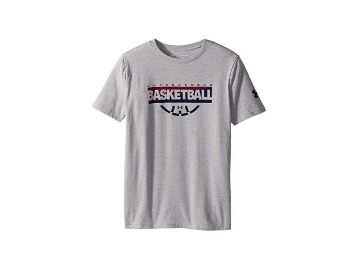 Under Armour Kids Baseline Graphic Short Sleeve Tee (big Kids) (steel Light Heather/black Currant/midnight Navy) Boy's T Shirt