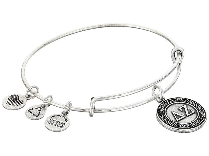 Alex And Ani Delta Zeta Charm Bangle (rafaelian Silver Finish) Bracelet