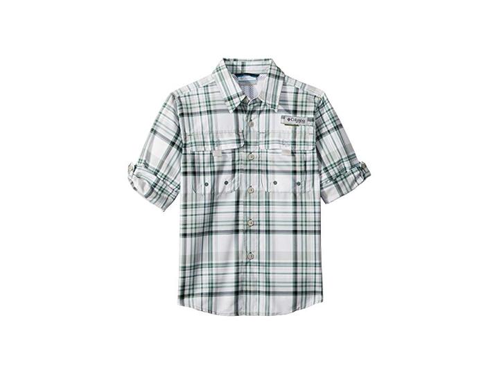 Columbia Kids Super Bahamatm Long Sleeve Shirt (little Kids/big Kids) (thyme Green Plaid) Boy's Long Sleeve Button Up