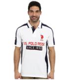 U.s. Polo Assn. Short Sleeve Multi Logo Pique Polo (white) Men's Short Sleeve Pullover