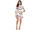 Tahari By Asl Petite Trumpet Sleeve Floral Shift Dress (ivory/coral/lilac) Women's Dress