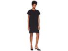 Eileen Fisher Silk Crepe Back Satin Round Neck Short Sleeve Wedge Dress (black) Women's Dress