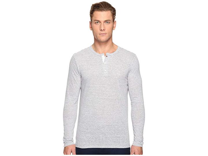 Onia Miles Henley (mid Heather Grey/white) Men's Long Sleeve Pullover