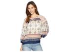 Two By Vince Camuto Tile Wildflower Tie Neck Peasant Blouse (ecru Cloud) Women's Blouse