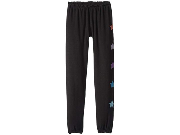 Chaser Kids Extra Soft Side Stars Pants (big Kids) (true Black) Girl's Casual Pants