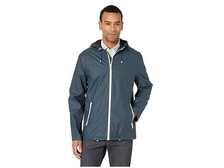 Cole Haan Hooded Button Front Rain Jacket (navy) Men's Clothing
