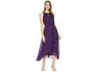 Tahari By Asl Chiffon High-low Halter Neck Dress With Keyhole (plum) Women's Dress