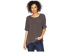 Dylan By True Grit Pure Cotton Short Sleeve Loose Crew (carbon) Women's T Shirt