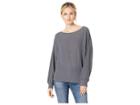 Lucky Brand Ribbed Dolman Pullover Top (charcoal) Women's Clothing