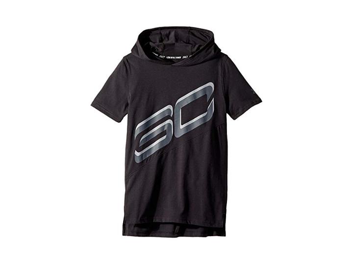 Under Armour Kids Steph Curry 30 Short Sleeve Hoodie (big Kids) (black/stealth Gray/stealth Gray) Boy's Clothing