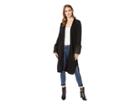 Vince Camuto Long Sleeve Faux Fur Cuff Cardigan (rich Black) Women's Sweater