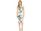 London Times Summer Roses Midi Sheath (white/rose) Women's Dress