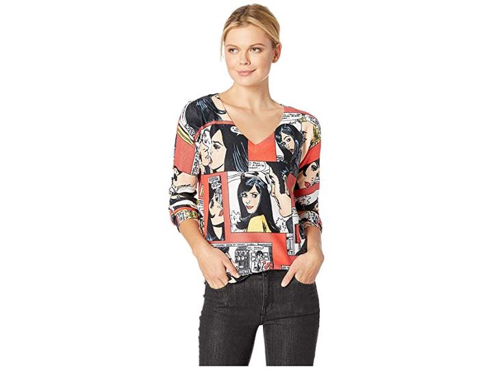 Nally & Millie Cartoon Print Top (multi) Women's Clothing