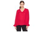 Ivanka Trump Solid Flared Long Sleeve Blouse (cranberry) Women's Blouse