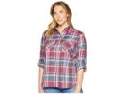 Lauren Ralph Lauren Plus Size Plaid Twill Button-down Shirt (red Multi) Women's Long Sleeve Button Up