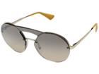 Prada 0pr 65ts (pale Gold/brown Gradient Grey Mirror Silver) Fashion Sunglasses