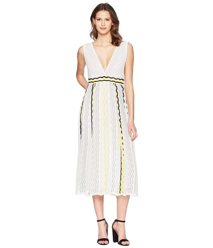 M Missoni Ribbon Wave Stripe Dress (white) Women's Dress