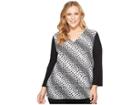 Michael Michael Kors Plus Size Bias Flare Stripe Layer Top (black/white) Women's Clothing