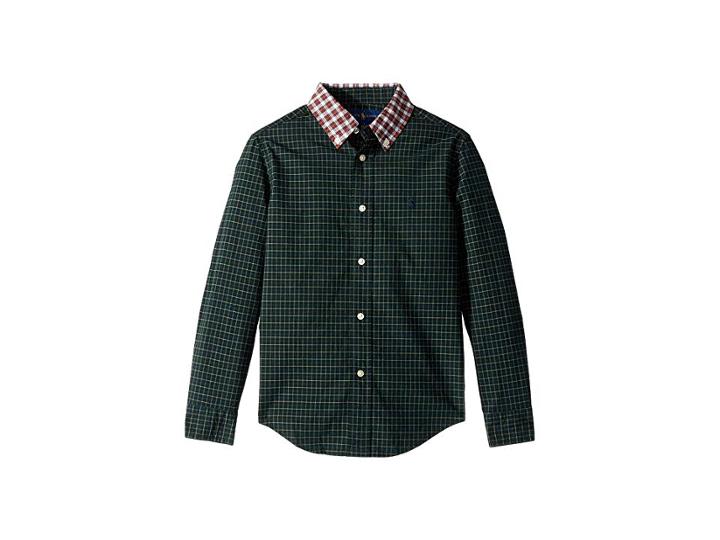 Polo Ralph Lauren Kids Tartan Cotton Poplin Shirt (little Kids/big Kids) (green Multi) Boy's Clothing