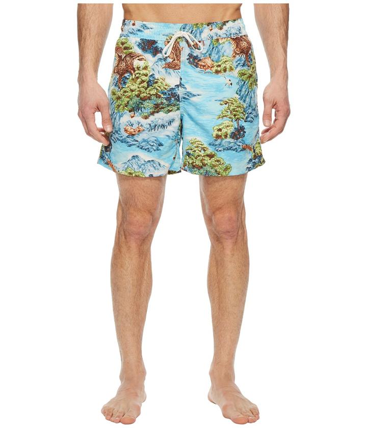 Polo Ralph Lauren Polyester Traveler Shorts (landscape Hawaiian) Men's Swimwear