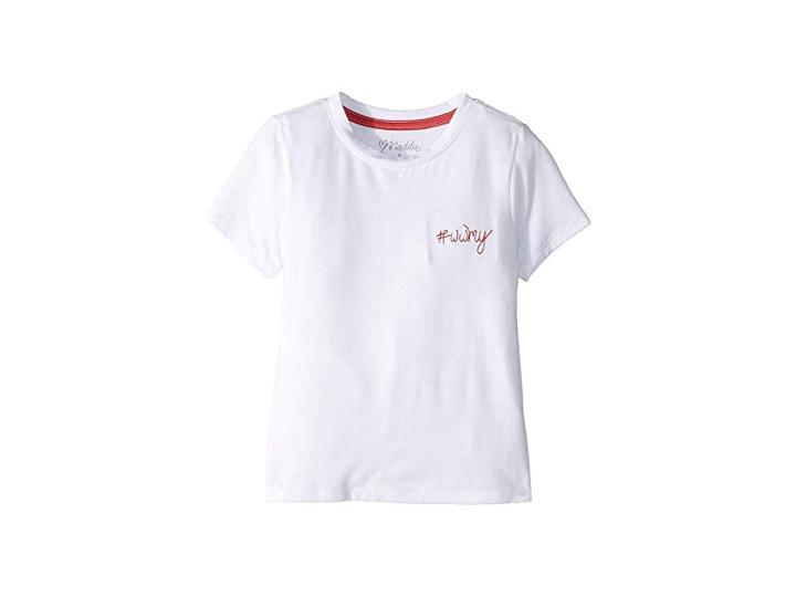 Maddie By Maddie Ziegler Embroidered Tee (big Kids) (white) Girl's T Shirt