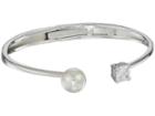 Majorica 10mm Round Pearl And Cz Titanium Bangle (white) Bracelet