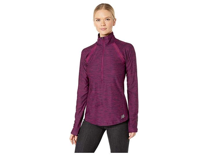 New Balance Anticipate 1/2 Zip (claret Heather) Women's Coat