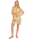 Echo Design Melba Floral Silky Caftan (sunny Lime) Women's Clothing