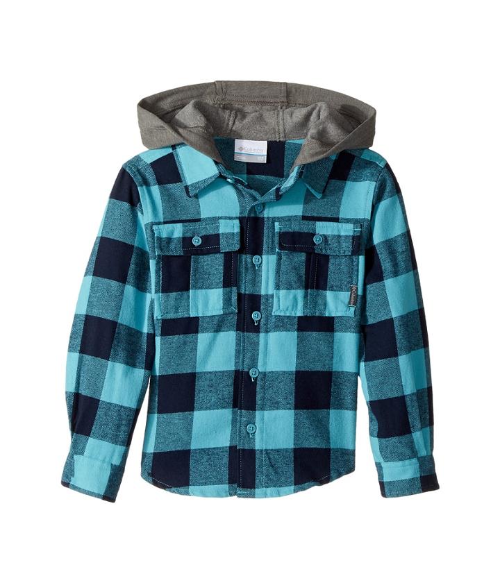 Columbia Kids Boulder Ridge Flannel Hoodie (little Kids/big Kids) (pacific Rim Buffalo Plaid) Girl's Sweatshirt