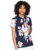 Joules Pippa Printed Polo Shirt (navy Whitstable Floral) Women's Clothing